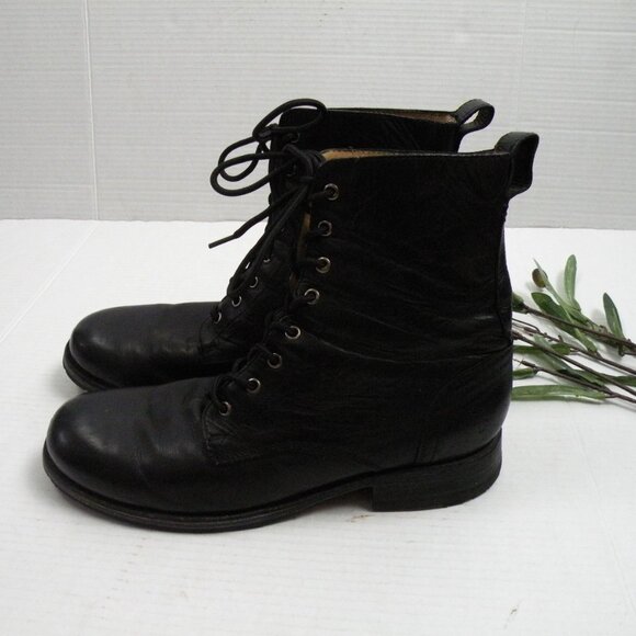 FRYE Sutton Engineer Black Lace up Boots 11 - Picture 4 of 11